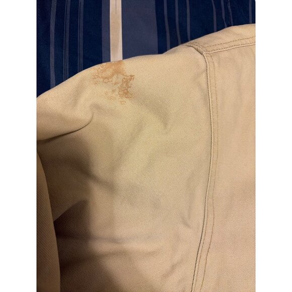 VTG Timberland Mens XXL Beige Canvas Barn Coat Red Plaid Flannel Lining Full Zip - Picture 7 of 12